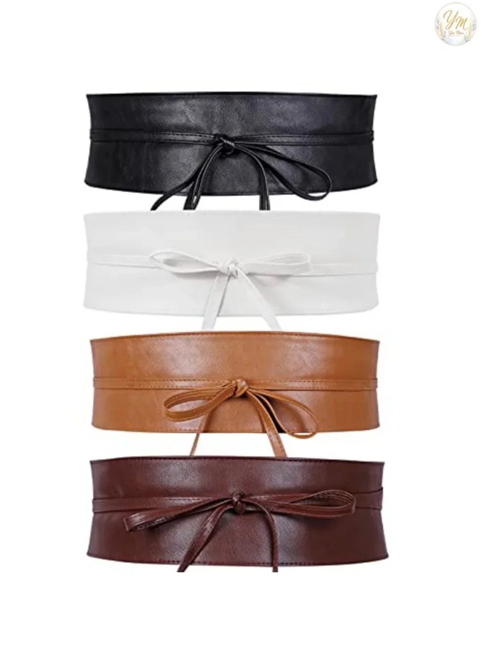 Wide PU Leather Self Tie Obi Belt for Women - Cinch Waist Corset Belt